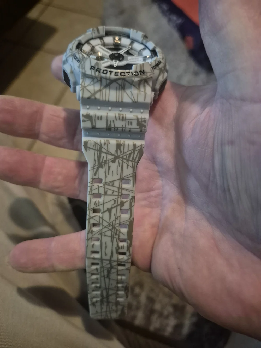 G-Shock White Marble Pattern Analog-Digital Watch